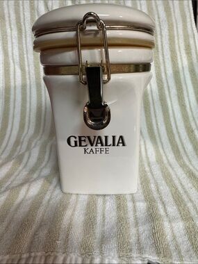 Gevalia Kaffe White Ceramic Airtight Coffee Canister